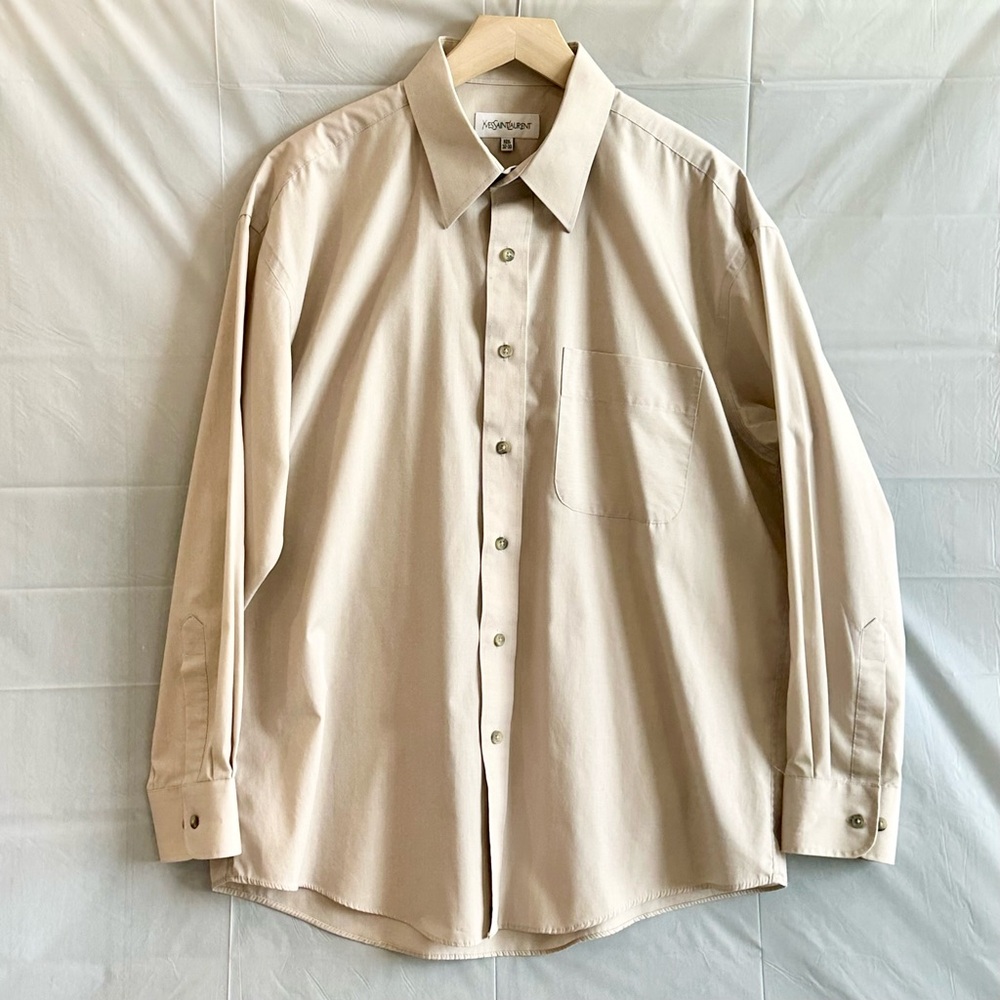 Yves Saint Laurent Tan Business Casual Button Down Shirt✨ECU✨16 1/2 32-33